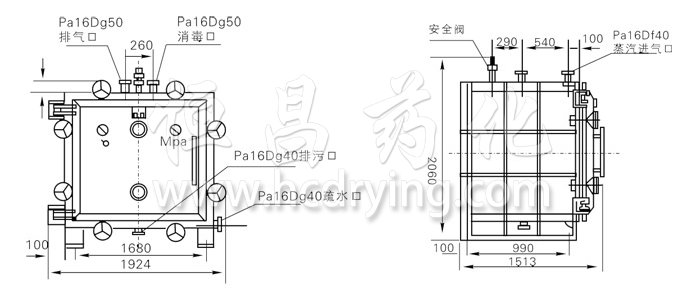 方形靜態真空幹燥（zào）機結構示（shì）意（yì）圖